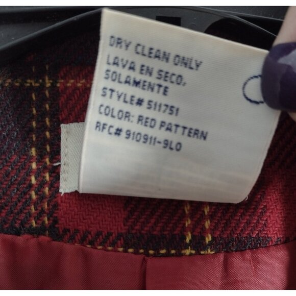 Vintage White Stag Tartan Plaid Wool Blend Blazer 16 Academia Preppy Holiday - Picture 8 of 8